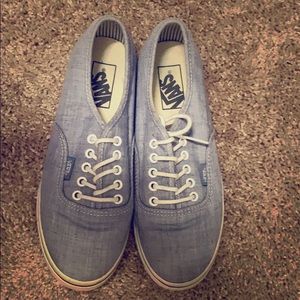 Denim colored vans.